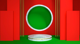 C4D中国风大红电商背景