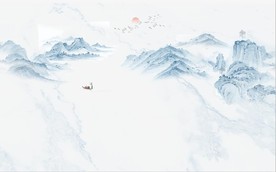 新中式大理石简约山水国画背景墙