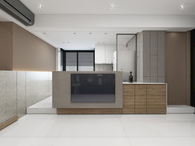 岩板瓷砖空间效果图 砂岩白色