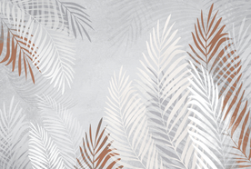 手绘北欧复古植物树叶花卉背景墙