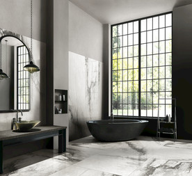 岩板瓷砖空间效果图 熊猫白