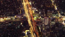 高清航拍大都市车流穿行视频