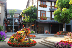 古建街道花境景观设计效果图