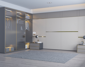 现代极简卧室背景墙次卧场景空景