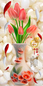 锦鲤郁金香玄关画