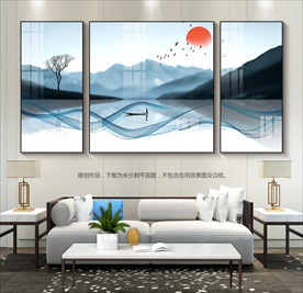 新中式山水装饰画晶瓷画