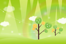 绿色幼儿园卡通PPT背景