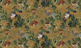 手绘热带雨林猕猴花鸟