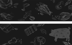 手绘鱼区和肉区装饰画