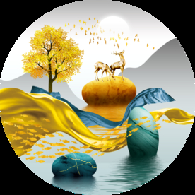 圆形装饰画石来运转