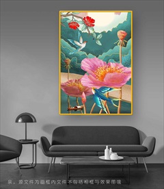 手绘荷花装饰画