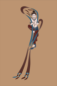 敦煌莫高窟44窟盛唐吹箫飞天