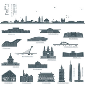 呼和浩特地标建筑剪影