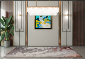 现代极简客餐厅背景墙场景空景