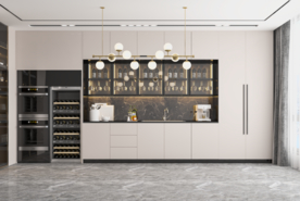 现代客餐厅背景墙3D效果图空景