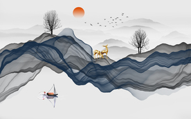 水墨山水背景墙