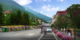 城市街道花境景观设计效果图