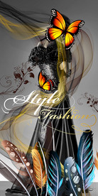 欧美时尚美女抽象羽毛装饰画玄关