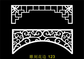 中式镂空花型 底纹边框 雕刻花