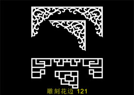 中式镂空花型 底纹边框 雕刻花