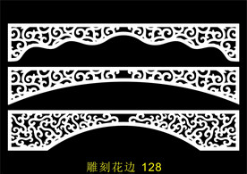 中式镂空花型 底纹边框 雕刻花