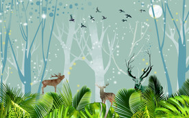 麋鹿 北欧新装饰画 TIF分层