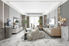 现代客餐厅，沙发茶几组合，餐桌