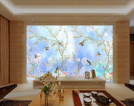 美丽花鸟背景墙