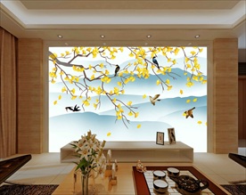 中国风花鸟电视墙