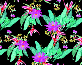 黑底热带花