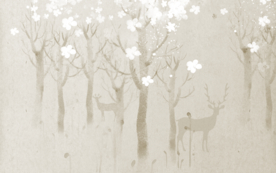 麋鹿剪影背景墙