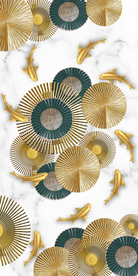 九鱼图年轮装饰画