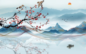 花鸟新款山水新画 TIF分层