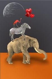 爱马仕抽象大象斑马儿童房装饰画