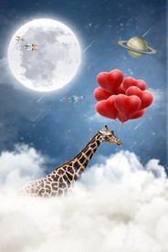 爱马仕抽象长颈鹿儿童房装饰画