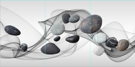 现代北欧风飘带鹅卵石装饰无框画