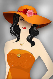 现代爱马仕太阳帽美女玄关装饰画