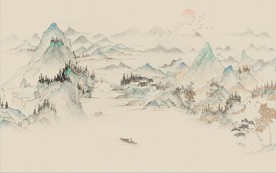 新中式千里江山山水国画背景墙