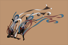 敦煌莫高窟壁画黑飞天双飞天