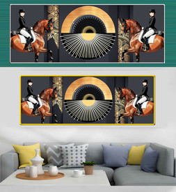 高档复古骑马酒店装饰画