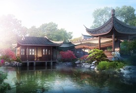 中式古建园林效果图