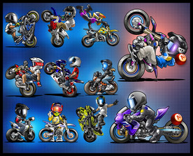 矢量手绘城市机车竞技系列