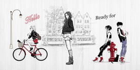 时尚美女街头装饰画背景墙