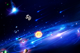 漩涡星系蓝色星空