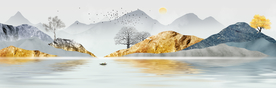 金色山水玄关