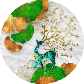 圆形发财鹿玄关