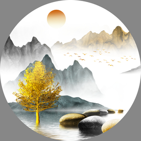 圆形意境山水