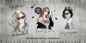 时尚美女背景墙装饰画