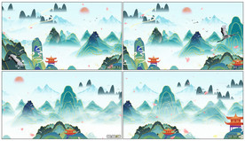 4K国潮水墨山水 舞美背景视频