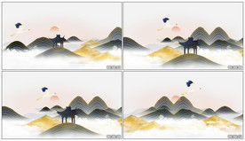 4K古风国潮仙鹤山水 背景视频